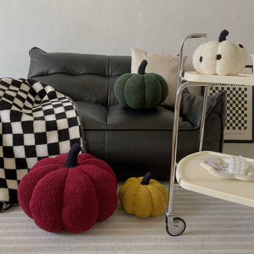 Ins Pumpkin Pillow Nordic Retro Wave Dot Pumpkin Cushion Home Decor Round Ball Ornament Children's Pumpkin Pillow Dropshipping