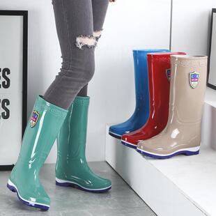 Women's Rain Boots Extended Version High-Tube Labor Protection Cow Tendon Sole Wear-Resistant Water Shoes Short-Tube Rain Boots Rubber Shoes Kitchen Construction Site Car Wash
