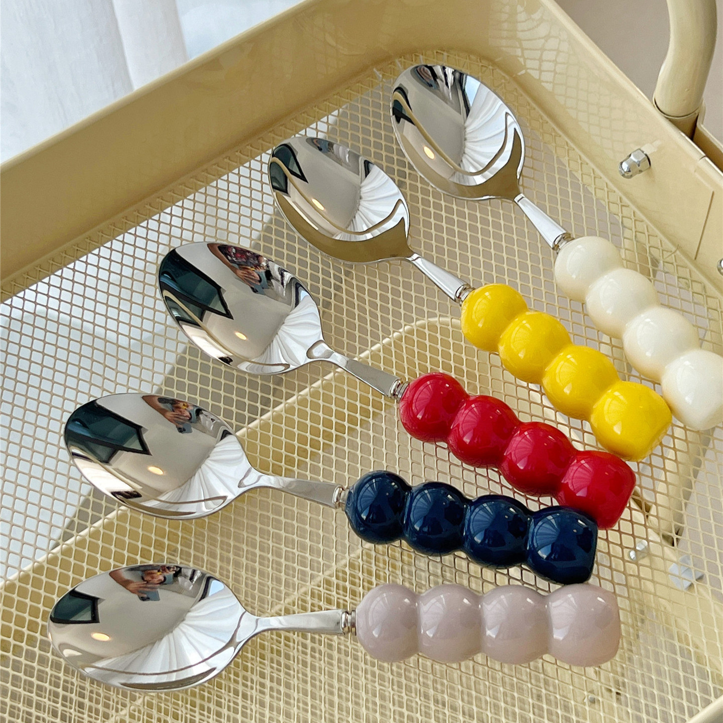 Diseño original de Shanen, linda cuerda de haws confitados, tenedor, cuchara, vajilla de acero inoxidable 304 para el hogar, mango de cerámica