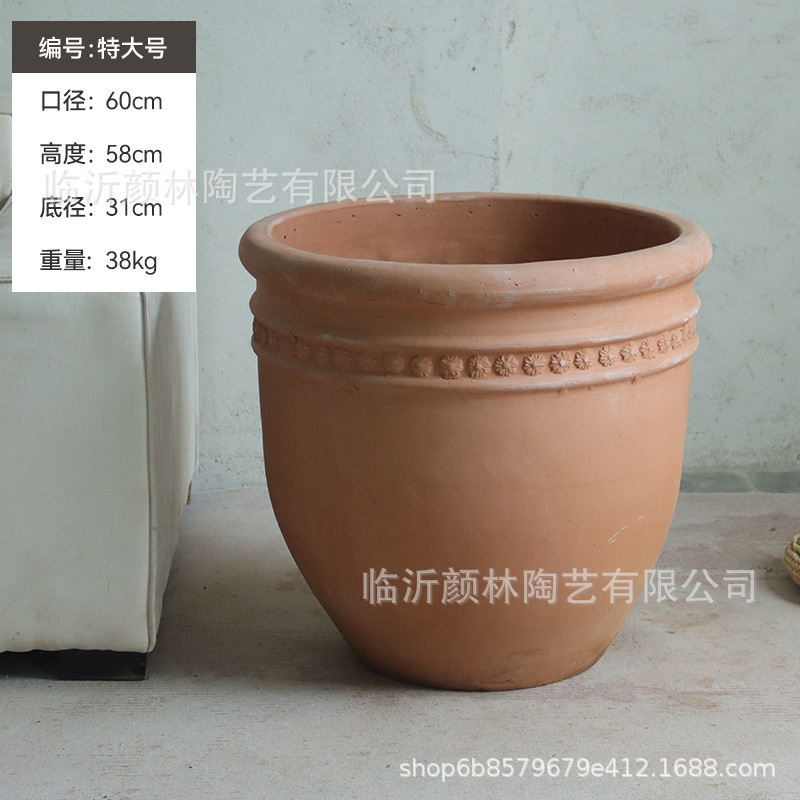 Gran calibre comercio exterior maceta de cerámica roja ventilada barro rojo cerámica gruesa estilo americano estilo pastoral viento balcón jardín maceta de combinación