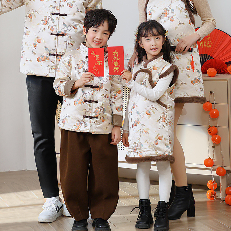 抖音一件代发亲子装旗袍中国风连衣裙新过年拜年服儿唐装母女装