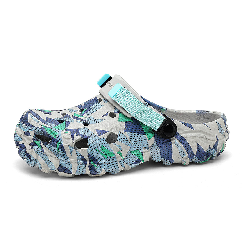 2025 nuevas sandalias de verano con agujeros, zapatos de playa casuales de fondo suave estampados, sandalias de todo fósforo de moda, una generación