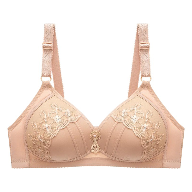 Más el tamaño de Gran taza gordita chica bordado sujetador inalámbrico fino molde taza ajustable ropa interior de mediana edad Shantou fábrica al por mayor