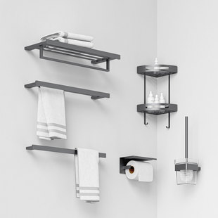 Customized Gun Gray Bathroom Stainless Steel Towel Rack Bathroom Storage Rack Bathroom Towel Bar Bathroom Hardware Pendant