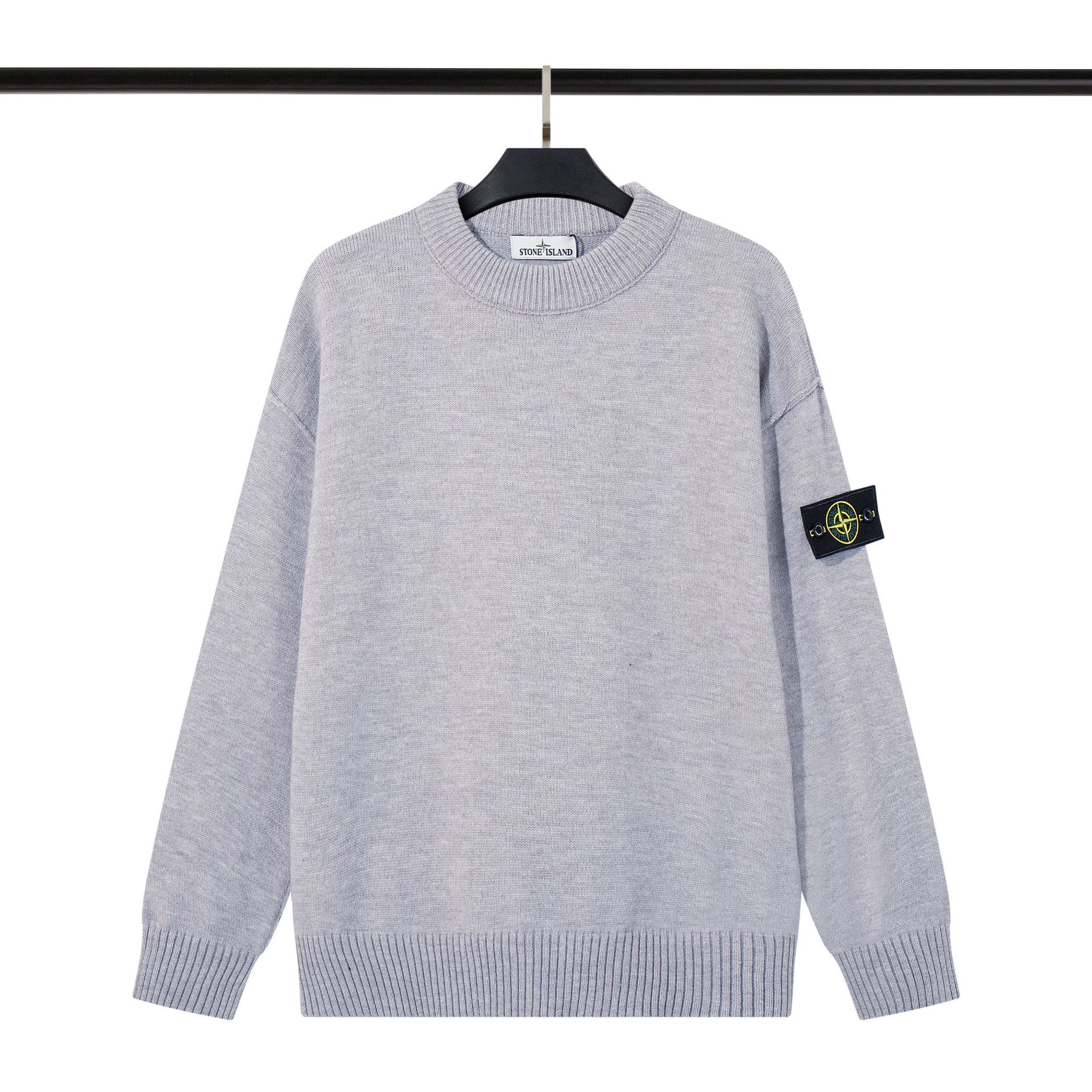Cross-Border Stone Island Classic Armband Couple Men's and Women's Round Neck Pullover Long-Sleeved Knitwear New Product