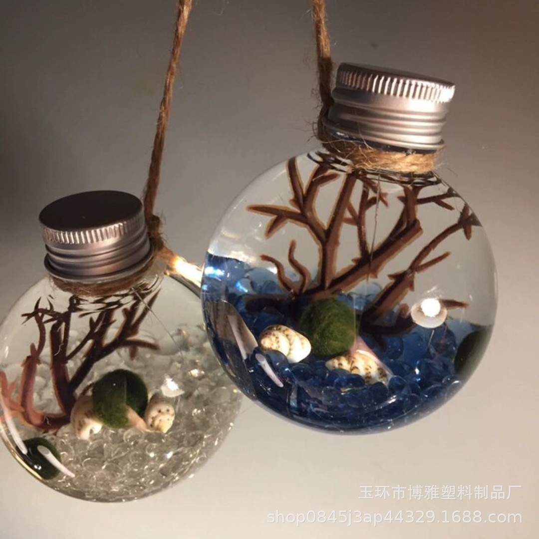 100mlpet透明球形灯泡瓶迷你小圆球瓶形瓶铝盖塑料瓶许愿瓶漂流