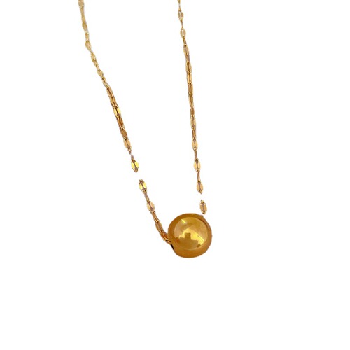 [Whole body titanium steel] Lucky bead furnace inner gold cold necklace for women ins internet celebrity clavicle chain with accessories 