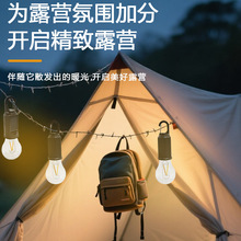 跨境新款球形露营灯太阳能单双钨丝户外野营弹簧挂扣led球泡灯