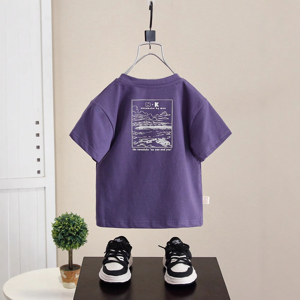 7843 Camiseta de manga corta para niños Vestido de verano para niños guapos 2025 Nuevo estilo Camiseta para niños Camiseta blanca para bebés