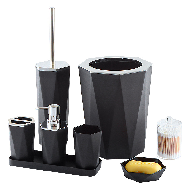 Baño baño combinación conjunto suministros imitación cerámica accesorios de baño traje conjunto de dientes enjuague bucal taza caja de jabón líquido botella bandeja