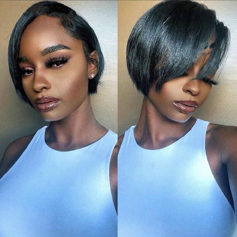 2023 Independent website explosions Europe and the United States wig edge points Black short straight hair Bobo head wig factory wholesale generation hair