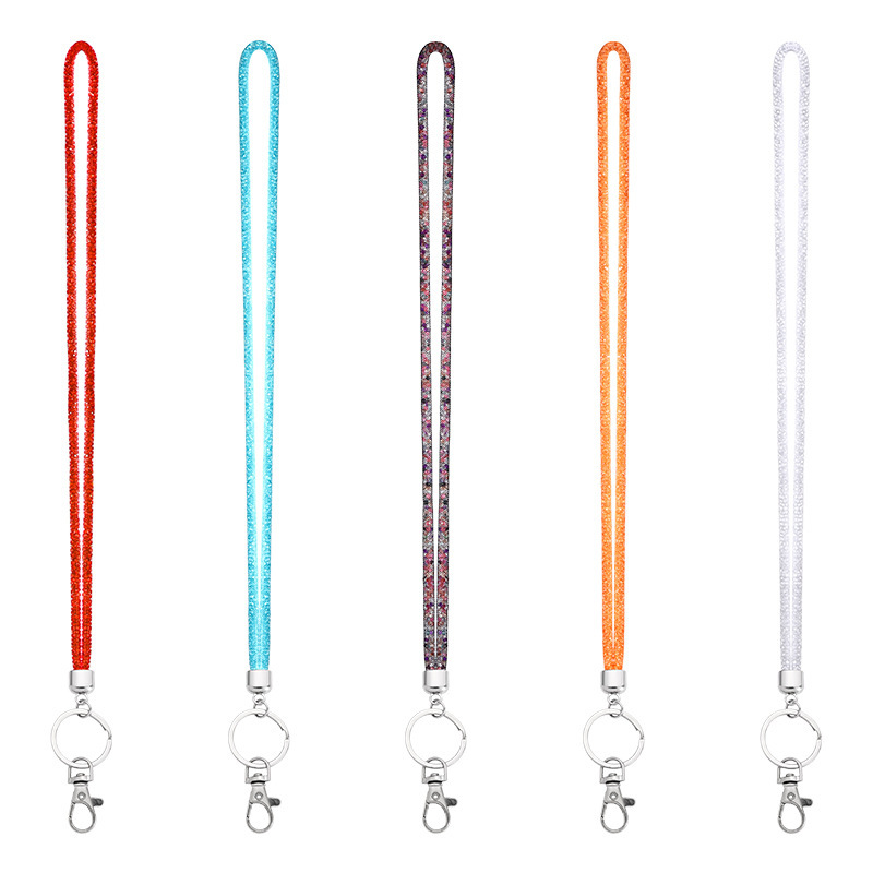Cross-border hot rhinestone fishing net mobile phone rope network management Crystal universal rhinestone lanyard halter designer lanyard key