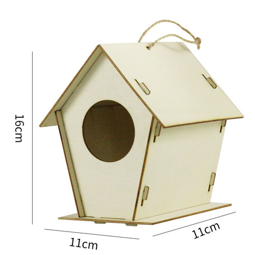 Incomplete Cross-border Wooden Wind Chime Bird House Toy Set Bird Room Children's Doodle Bird Nest Wooden Pendant Bird Cage