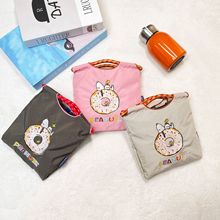 2025日系卡通小狗刺绣尼龙环保购物袋可折叠大容量便捷斜跨单肩包