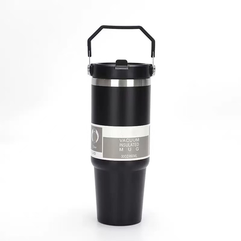 Transfronterizo 30oz taza de automóvil portátil 304 taza de aislamiento de acero inoxidable refrigerante taza de agua de paja portátil