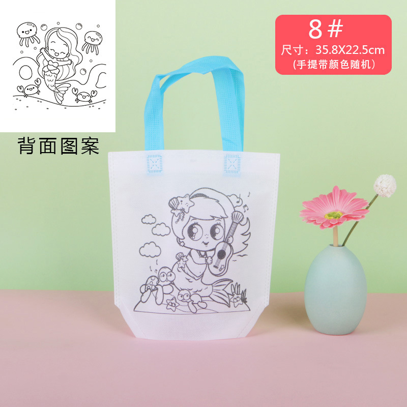 CPCE bolsa de color de graffiti no tejido de doble cara para niños bricolaje bolso de mano de pintura pintado a mano para colorear