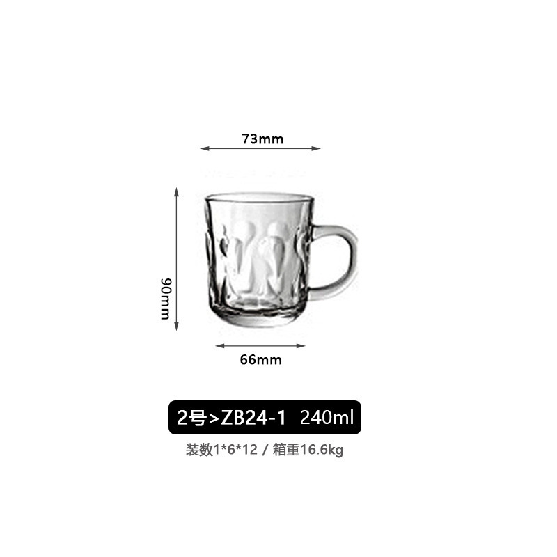 Glass Handle Cup Set Taza de menú transfronteriza Taza de desayuno Taza de café Set con mango transparente Taza de menú