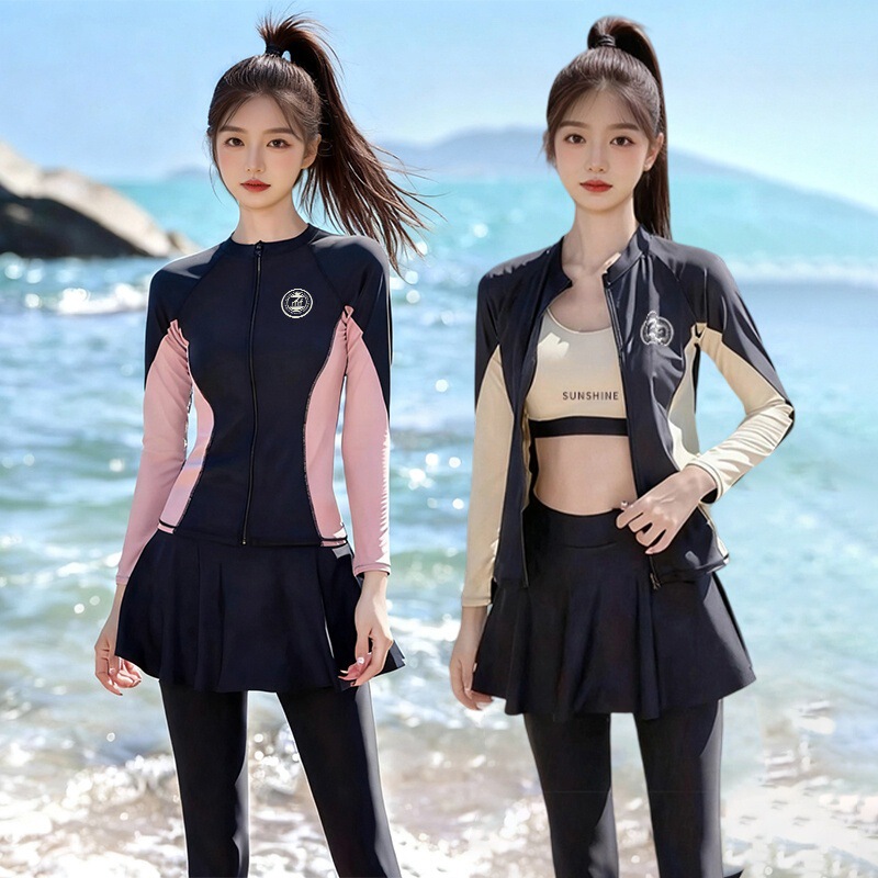 Plus Size Swimsuit for Women 2025 New Style Split Long-Sleeved Pants Sun Protection Conservative Surfing Snorkeling Jellyfish Diving Swimsuit Plus Size Swimsuit for Women 2025 New Style Split Long-Sleeved Pants Sun Protection Conservative Surfing Snorkeling Jellyfish Diving Swimsuit