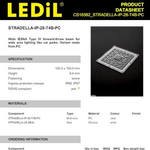LEDiL Lens CS16582_Stradella-IP-28-T4B-PC Сборка светодиодного освещения сборка