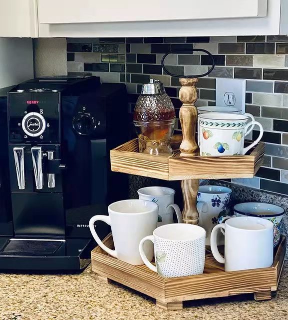 创意木质双层水果托盘通用婚礼派对甜品展示盘批发木质托盘