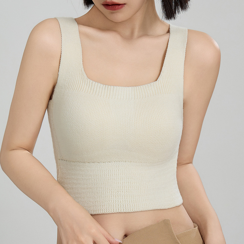 Chaleco térmico de mujer con almohadilla en el pecho Otoño e Invierno lana interior forrada de lana engrosada calefacción térmica inferior ropa interior superior