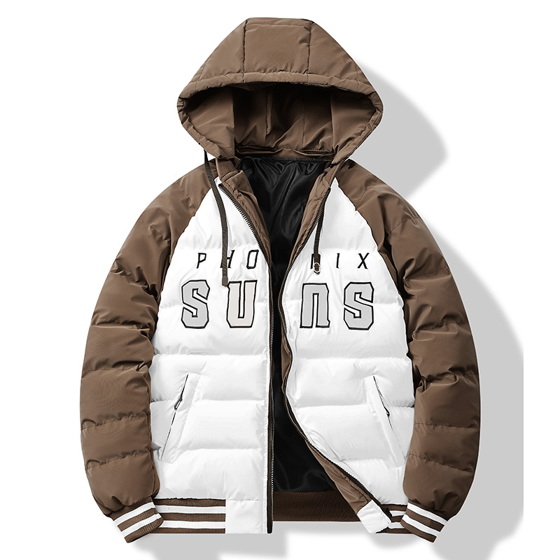 Algodón hombre 2024 otoño invierno nueva moda chaqueta encapuchada abrigo de algodón cálido relajado abrigo de algodón grueso juvenil