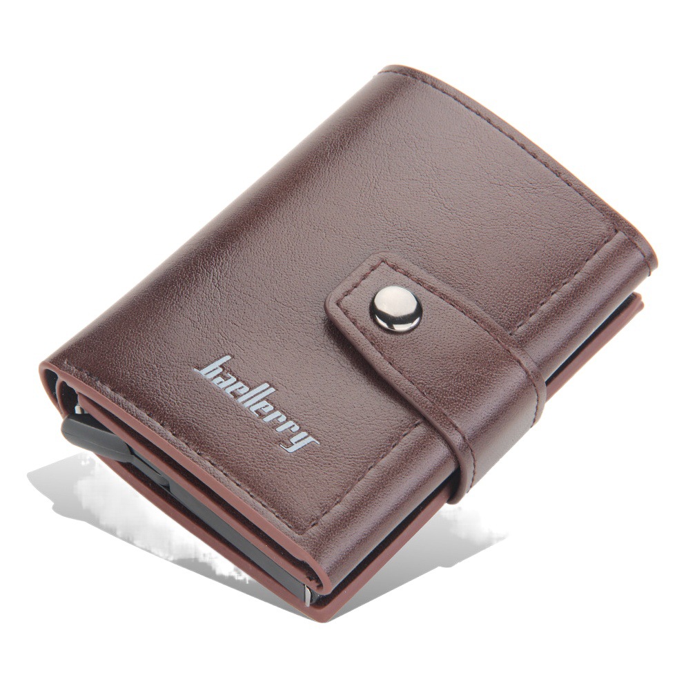 Anti-Magnetic Anti-Theft Card Holder European and American Style Automatic Card Insertion Buckle Men's Card Holder New Metal Aluminum Shell Rfid Card Case
