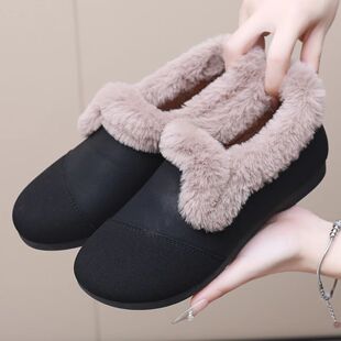 Old Beijing Winter New Style Mother Shoes Slip-on fleece-lined Bean Shoes Cold-proof Warm Large Cotton Shoes Non-slip Snow Boots