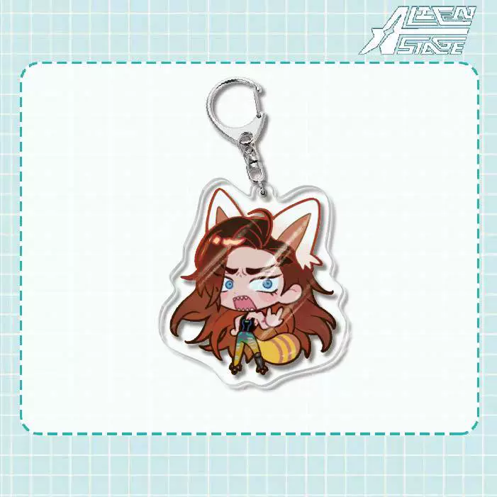 Acrylic keychain (Alien Stage) Mizi Sua, double‑sided 6 cm, metal ring & clasp