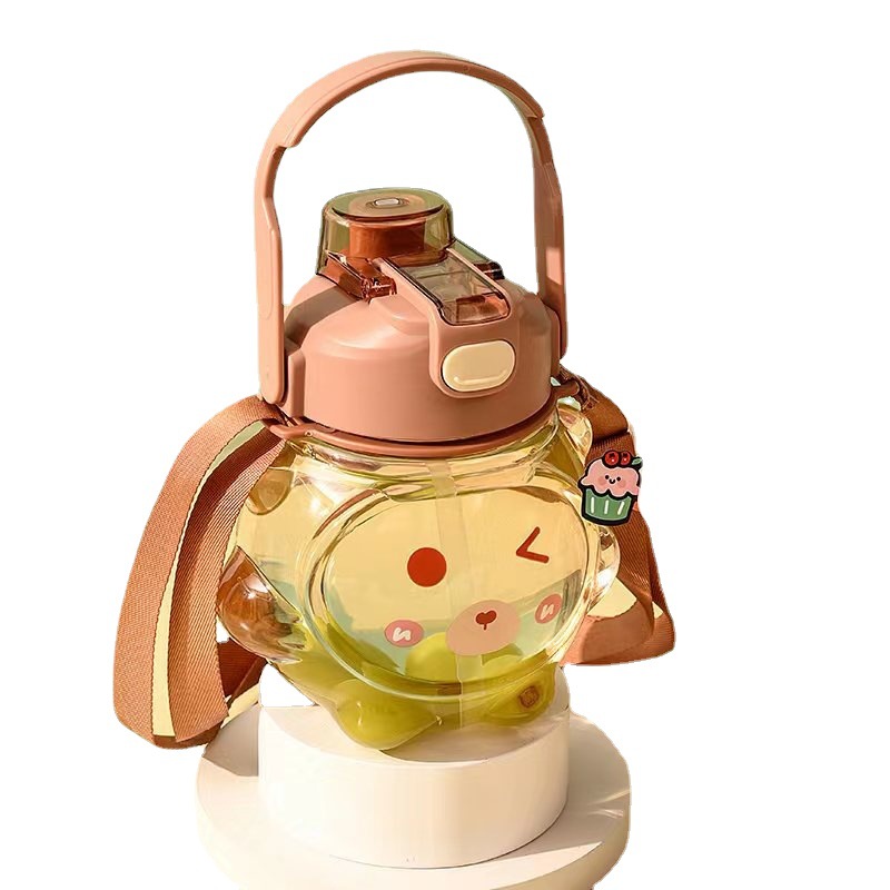 Fábrica personalizada Yitongpc taza de abdomen 1000ml taza de cubierta de rebote para niñas taza de paja de plástico portátil