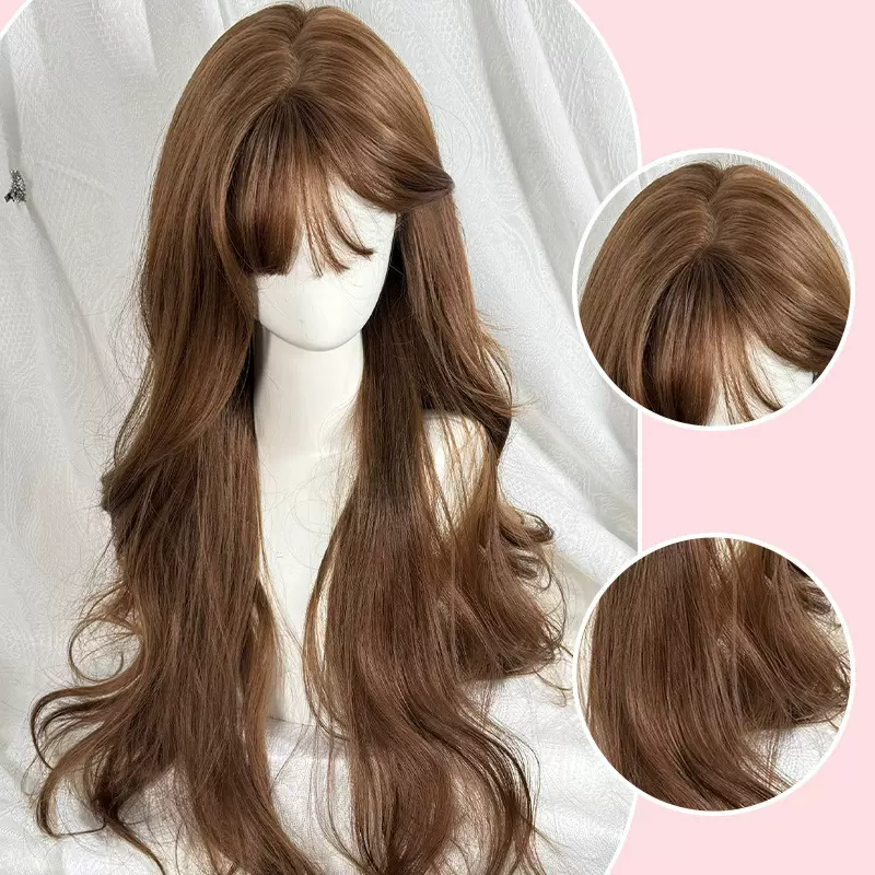 假发Lolita假发空气刘海长卷发网红同款可爱时尚假发女全头套式