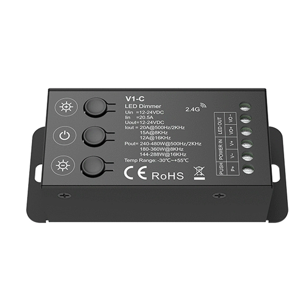 V1-B DC12-24V dual knob constant voltage LED dimmer digital display PWM frequency optional breathing gradient