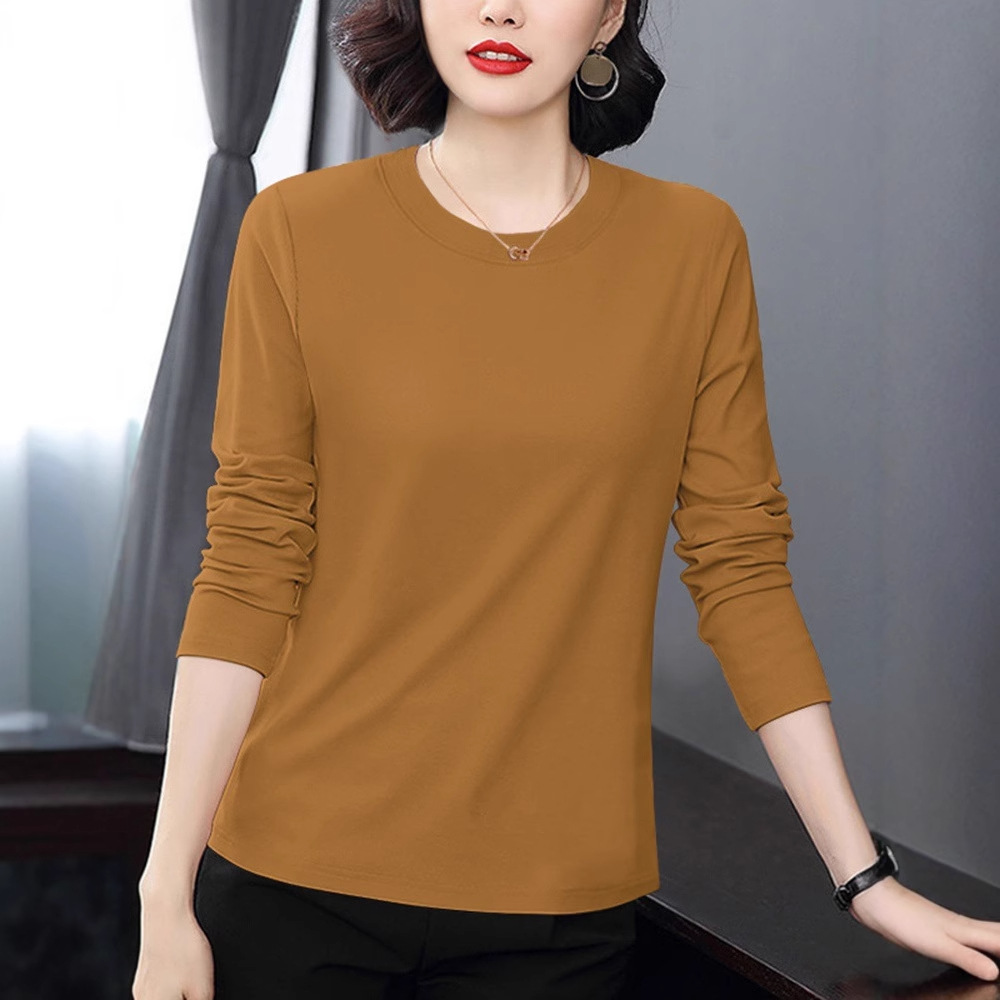 t恤长袖中年妈妈宽松2025新款女装春装打底衫内搭春秋上衣