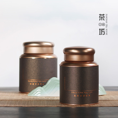 New universal tea can tinplate metal packaging box small green tangerine dry goods sealed black tea green tea round packaging