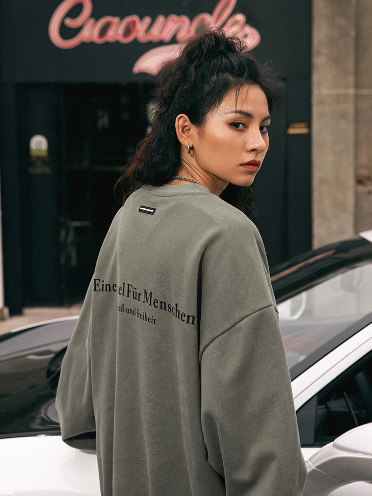 Suéter de cuello redondo con estampado americano retro para hombre, nuevo estilo de primavera, marca de moda callejera, traje de pareja suelto pesado, chaqueta ins