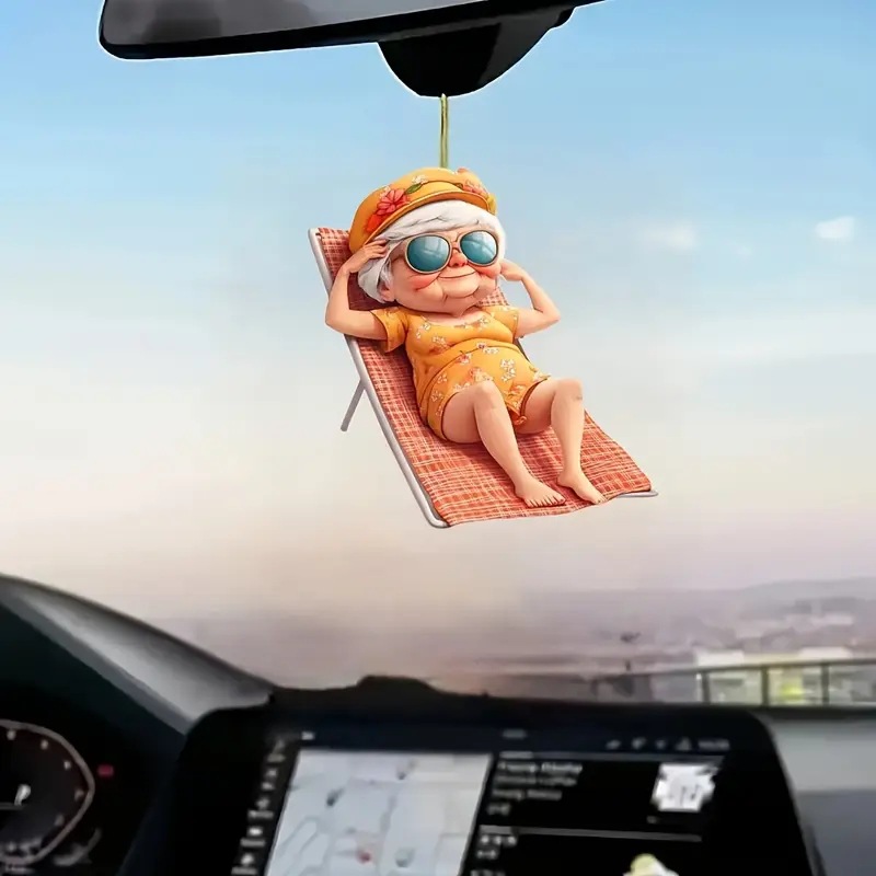 Caricatura creativa nueva vieja mochila acrílica colgante de automóvil transfronterizo espejo retrovisor plano colgante image 2