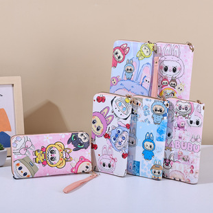 Cross-Border Dropshipping Girls' Wallet Pu Long Zipper Pouch Coin Purse with Custom Print in Stock Wholesale