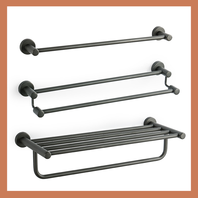 Bathroom Towel Rack 304 Stainless Steel Punch-Free Towel Bar Bathroom Simple Storage Rack Storage Towel Rack