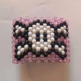 欧美恶魔编织花纹手镯 中性女双面卡通粉色手腕饰品bead bracelet