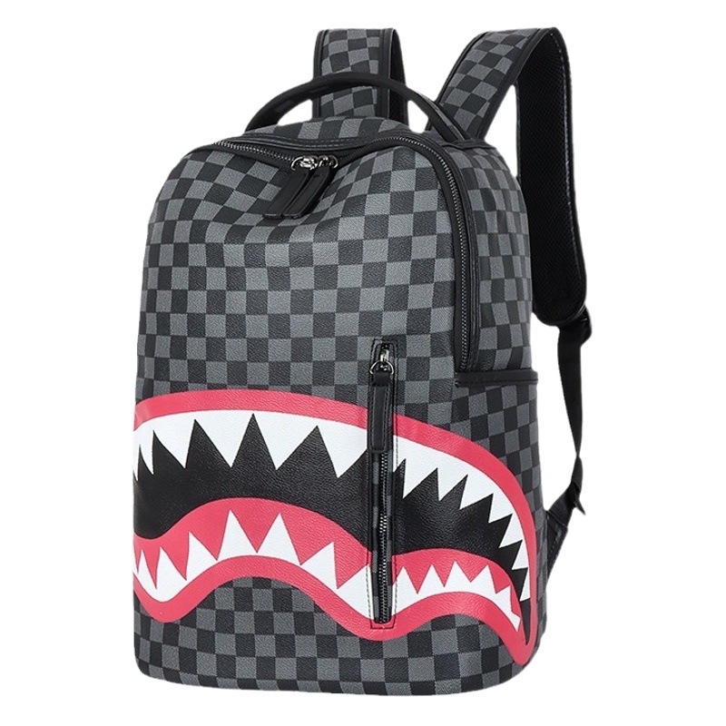 Cross-Border hombres mochila bolsa de viaje moda Plaid mochila estudiante mochila gran capacidad calle moda tiburón bolsa
