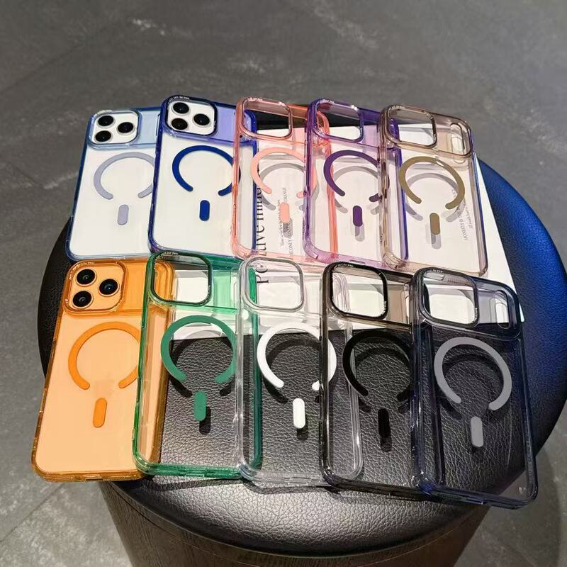 跨境适用iPhone17PROMAX橙色手机壳高透冰彩磁吸苹果17AIR保护套|undefined