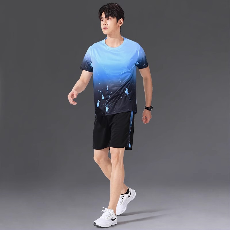 Traje deportivo Ropa de secado rápido para hombre Camiseta de seda de hielo Camiseta de manga corta para correr de verano Ropa de fitness Ropa de baloncesto Ropa de bádminton