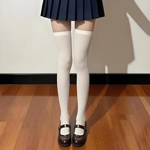 Velvet Milk White Long Tube Mid-Calf Socks Summer Thin Women's Pure Color Preppy Style Jk Half Over-The-Knee Stockings