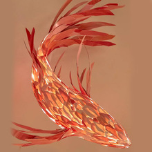 鲤鱼中式红色鱼灯酒店火锅店餐厅沙盘木艺飞鱼工程灯鱼形吊灯