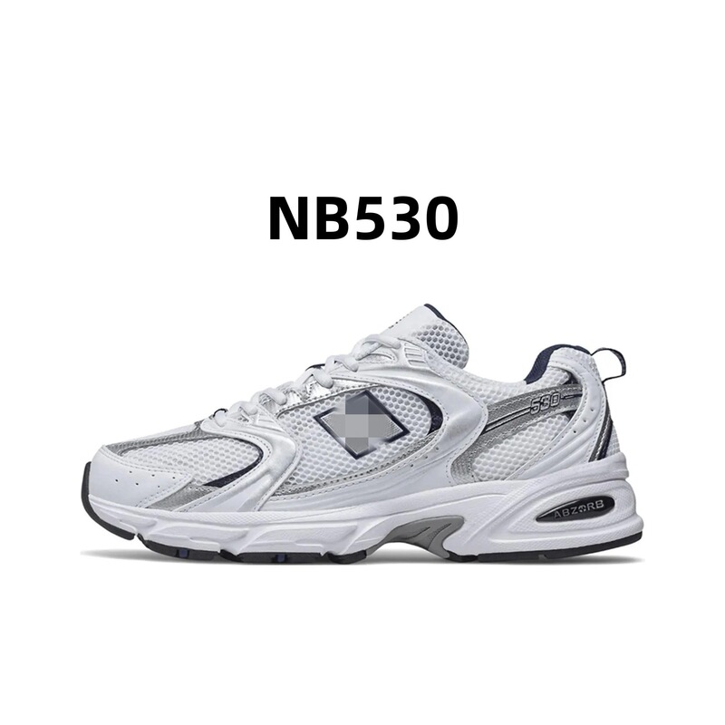 Original Putian Shoes Nb530 Silver-White Mesh Breathable Running Shoes for Men and Women, Couple Style Casual Dad Shoes, Sports Shoes
