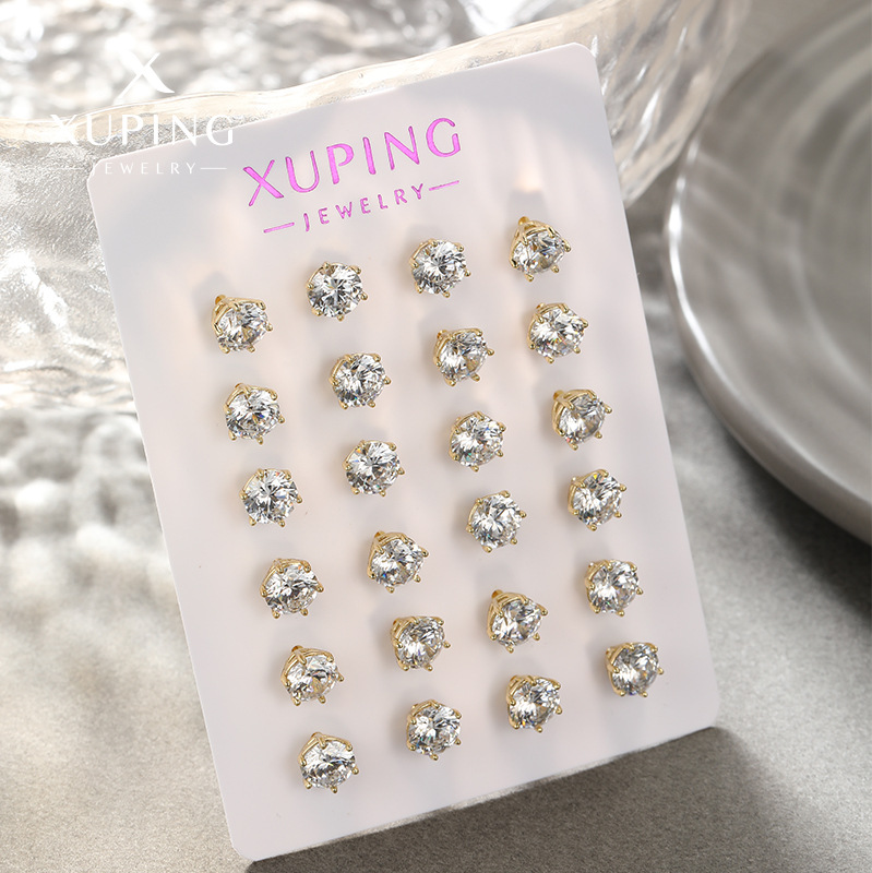 Pendientes de circonita de seis puntas de nuevo estilo Xuping para mujer, diseño sencillo estilo INS, pendientes básicos versátiles.