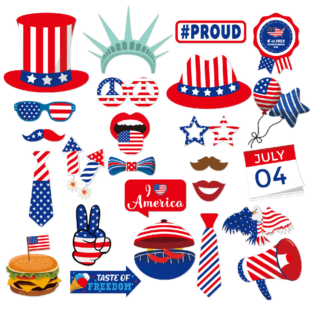 Cross-border US Independence Day Holiday Decoration Photo Props USA National Day Party Funny Photo Supplies Props