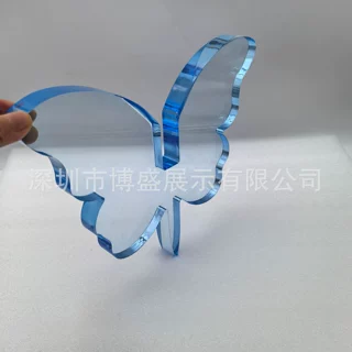 【定制】亚克力展示架 透明板 平面镂空蝴蝶蓝色生日婚庆摆件