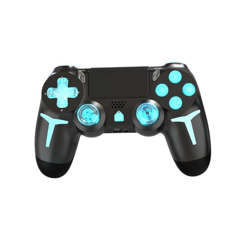 Fabricante PS4 inalámbrico Bluetooth control de juegos con luz RGB doble vibración de seis ejes PC control de juegos de vapor