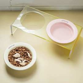 猫碗bd碗陶瓷飞碟碗饭盆水碗宠物碗架子狗碗保护颈椎亚克力碗架